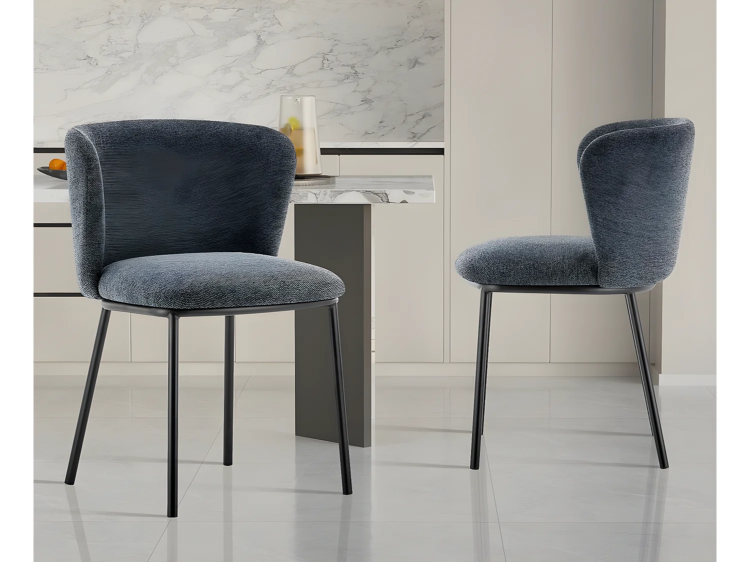 Interiax Eetkamerstoel Yara Stof Donkergrijs