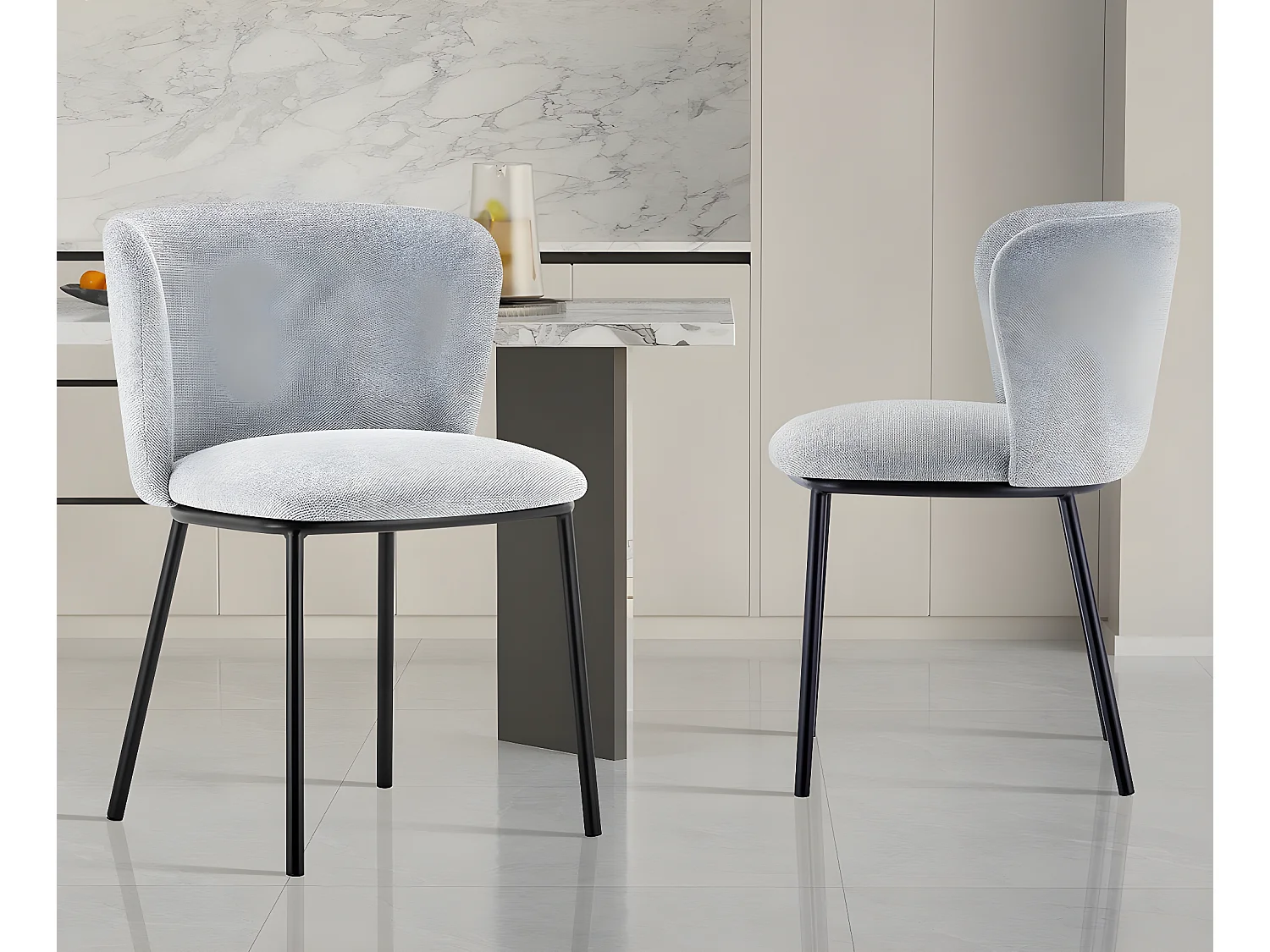 Interiax Eetkamerstoel Yara Stof Lichtgrijs