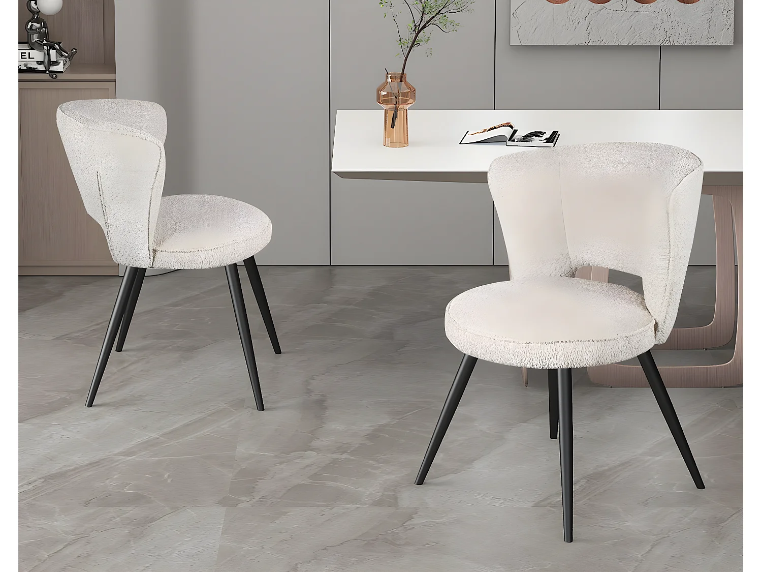 Interiax Eetkamerstoel Nora Bouclé Ecru