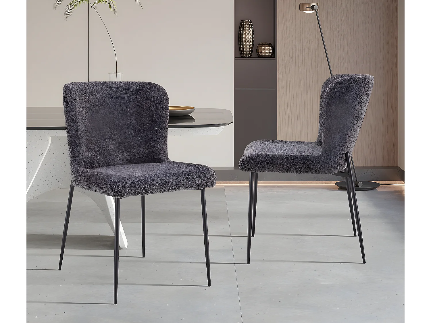 Interiax Chaise de salle à manger Nora Bouclé Ecru