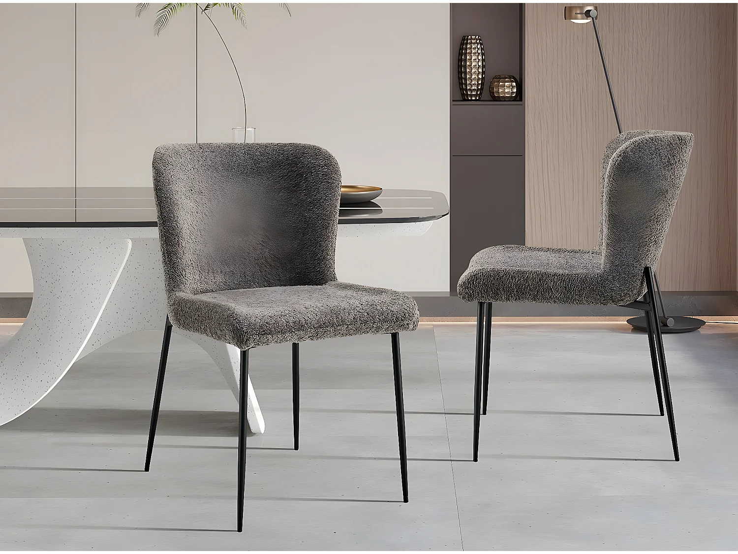 Interiax Eetkamerstoel Flo Bouclé Zand