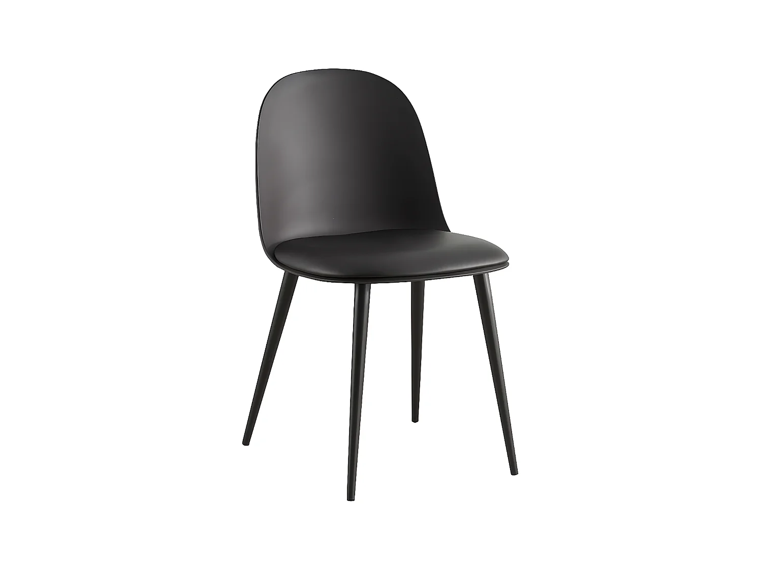 Interiax Chaise de salle à manger Fé Assise PP Coussin PU Noir
