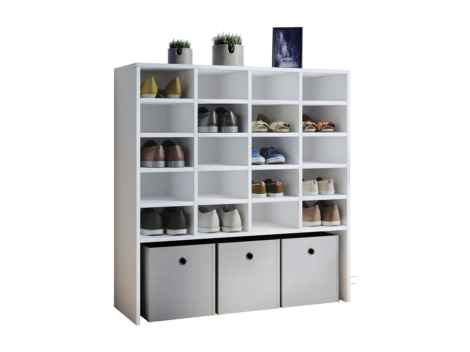 Prateleira de sapatos Hinsol Branco A. 99 x L. 92 x P. 33 cm