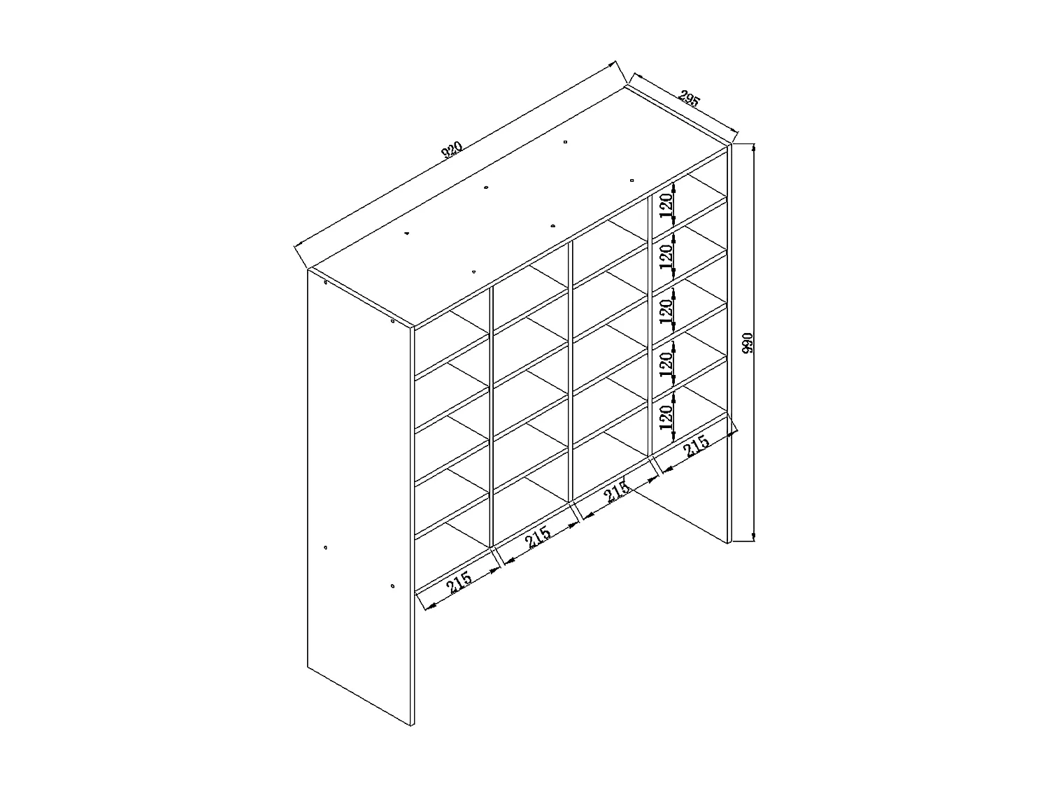 Shoe Shelf Hinsol White H. 99 x W. 92 x D. 33 cm