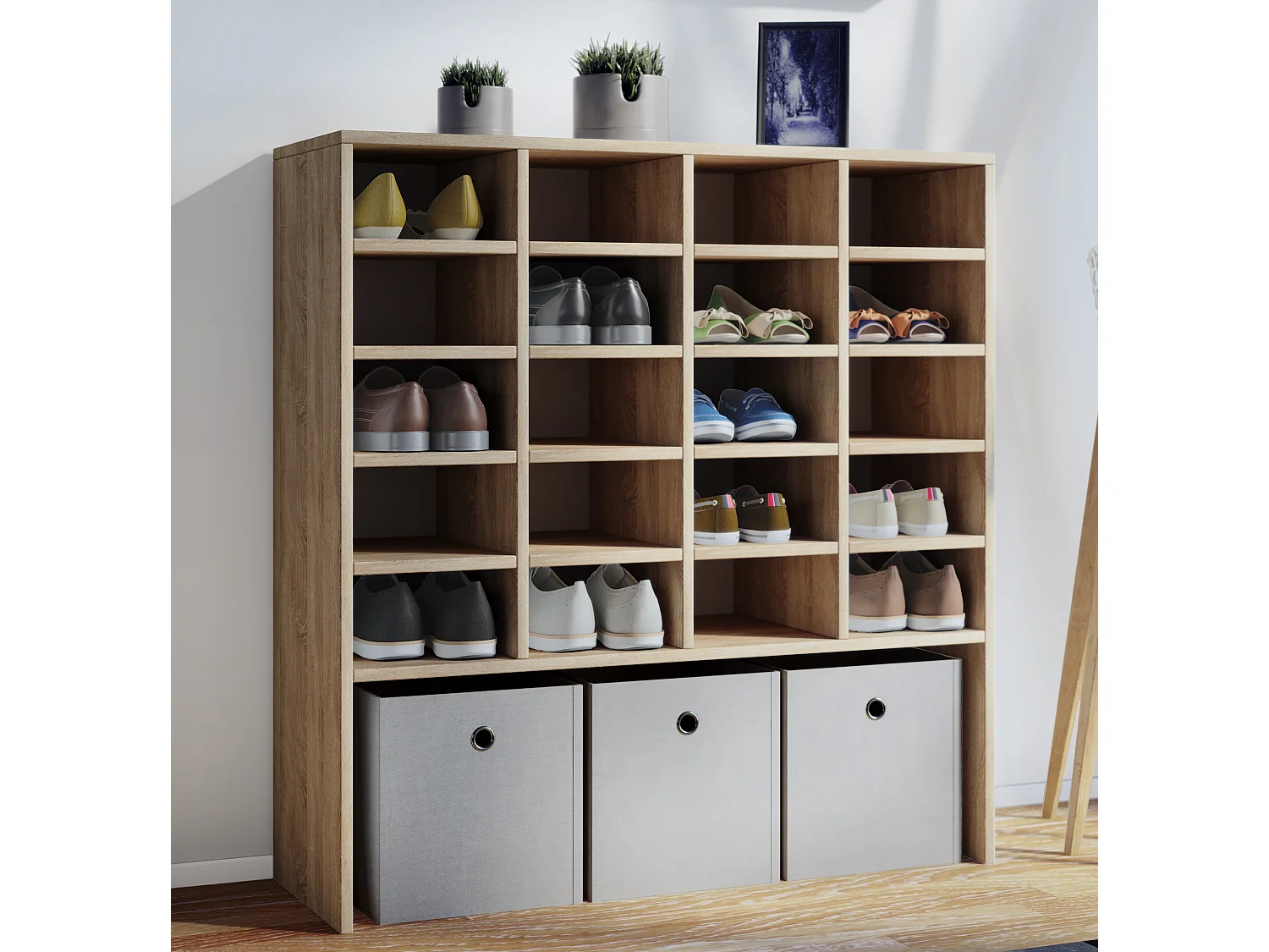 Holz Regal Schuhschrank Schuhregal Hinsol XL