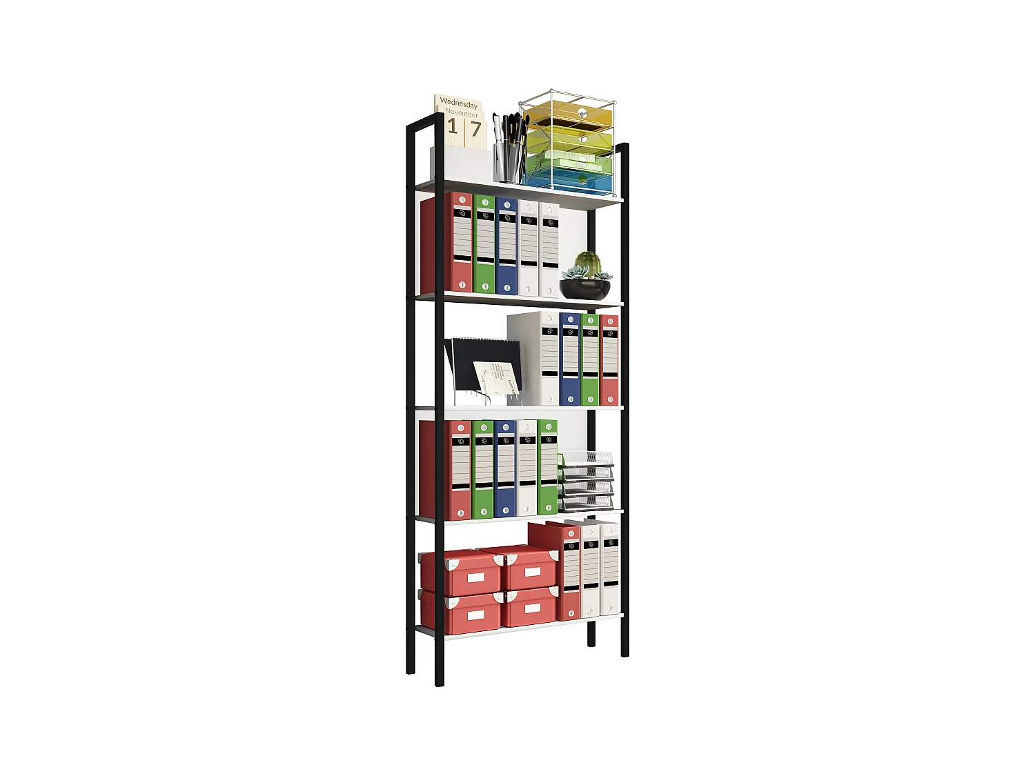 Holz Metall Stand Regal Büro Bücher Flakos 5fach