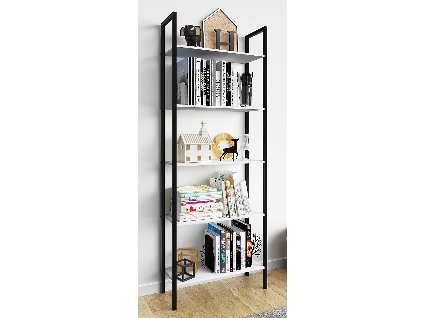 Office Shelf & Bookcase Flakos White H. 165 x W. 62 x D. 24 cm
