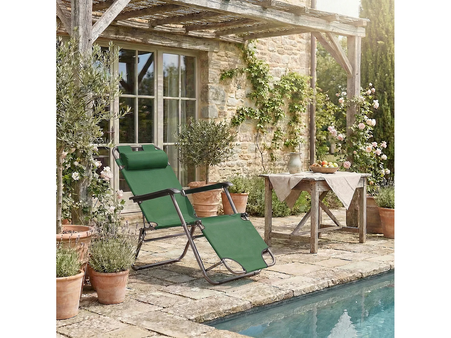 Sun lounger Maltosa Green L. 153 x H. 27 x W. 60 cm