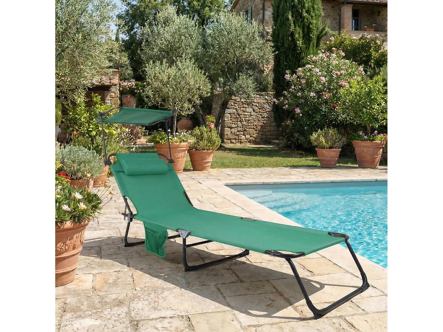 Sun lounger Bindox Green L. 185 x H. 24 x W. 55 cm