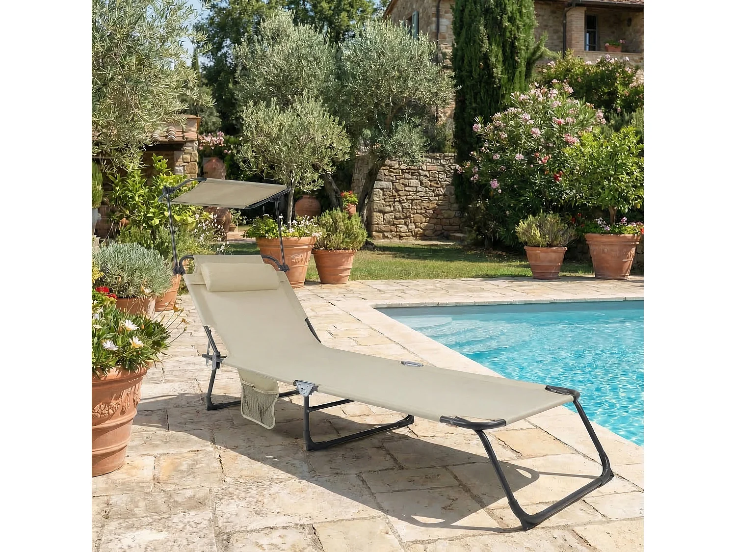 Sun lounger Bindox Cream L. 185 x H. 24 x W. 55 cm