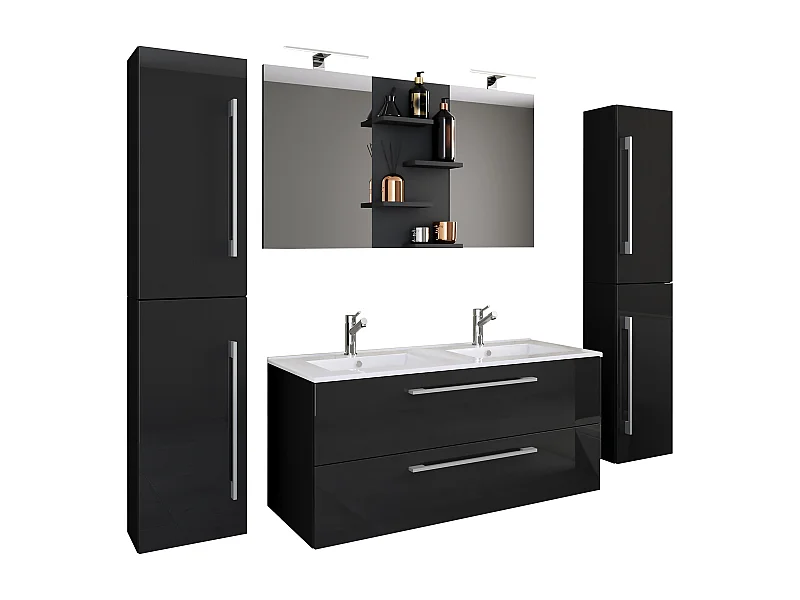 Bathroom furniture washbasin Budasi Black H. 150 x W. 177 x D. 46 cm