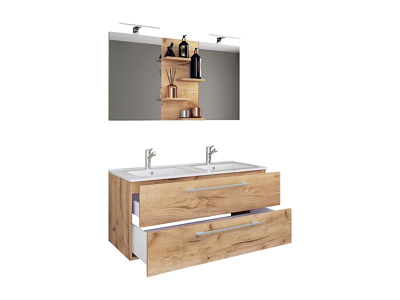 Bathroom furniture washbasin Budasi Honey oak H. 128 x W. 112 x D. 46 cm