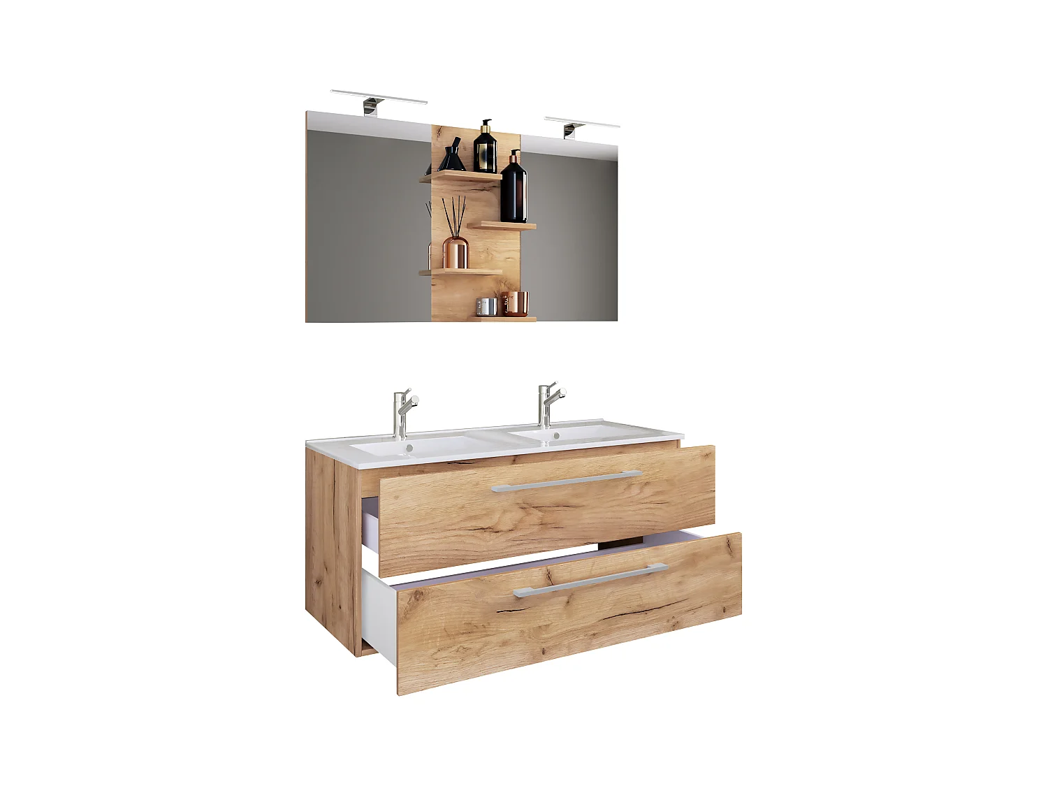 Bathroom furniture washbasin Budasi Honey oak H. 128 x W. 112 x D. 46 cm