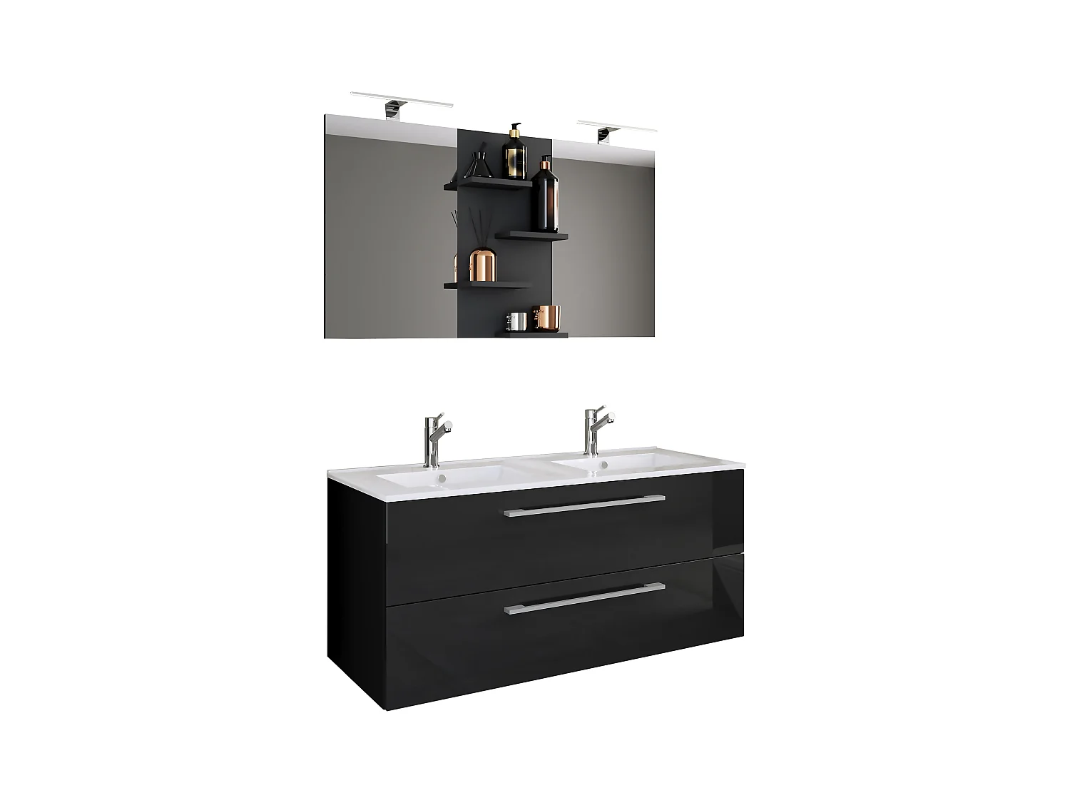Bathroom furniture washbasin Budasi Black H. 128 x W. 112 x D. 46 cm