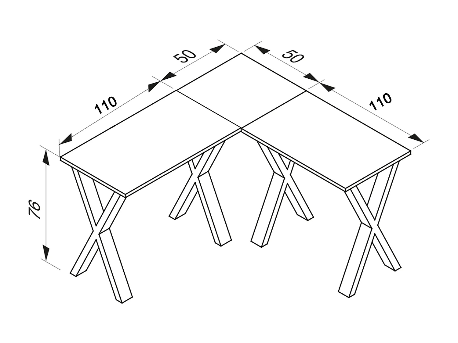 X Biurko narożne 160x130x50