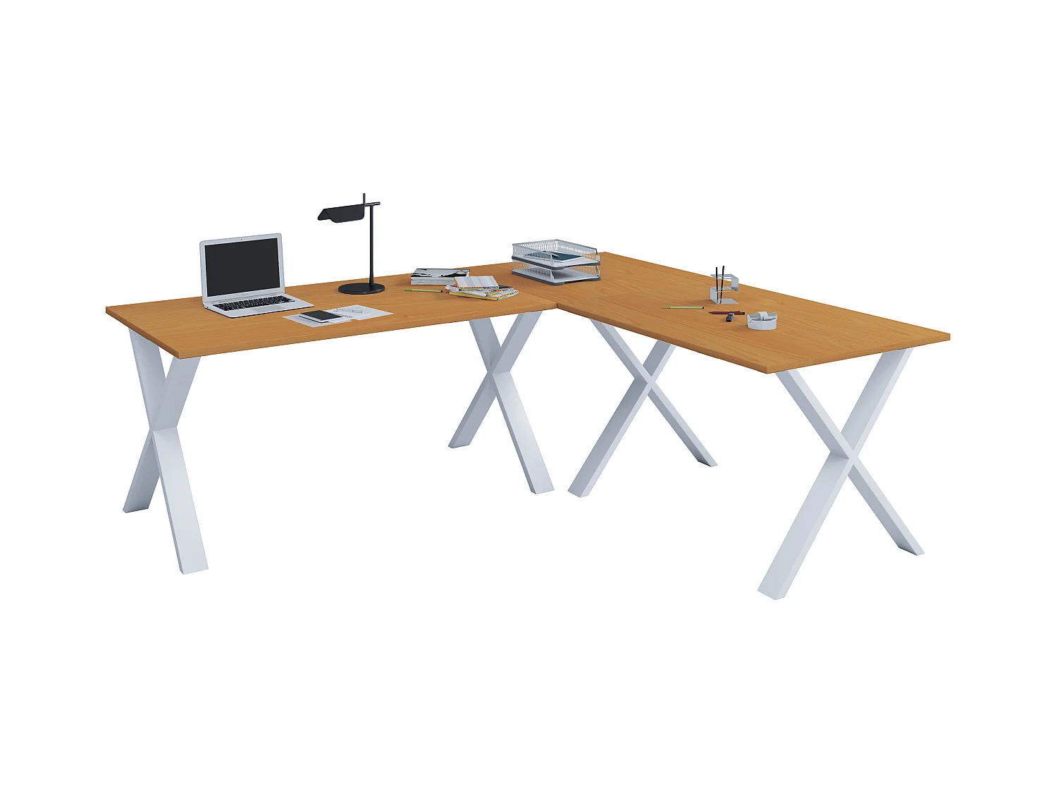 Desk Lona White / Beech H. 76 x W. 130 x D. 130 cm