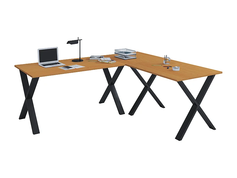 Desk Lona Black / Beech H. 76 x W. 190 x D. 190 cm