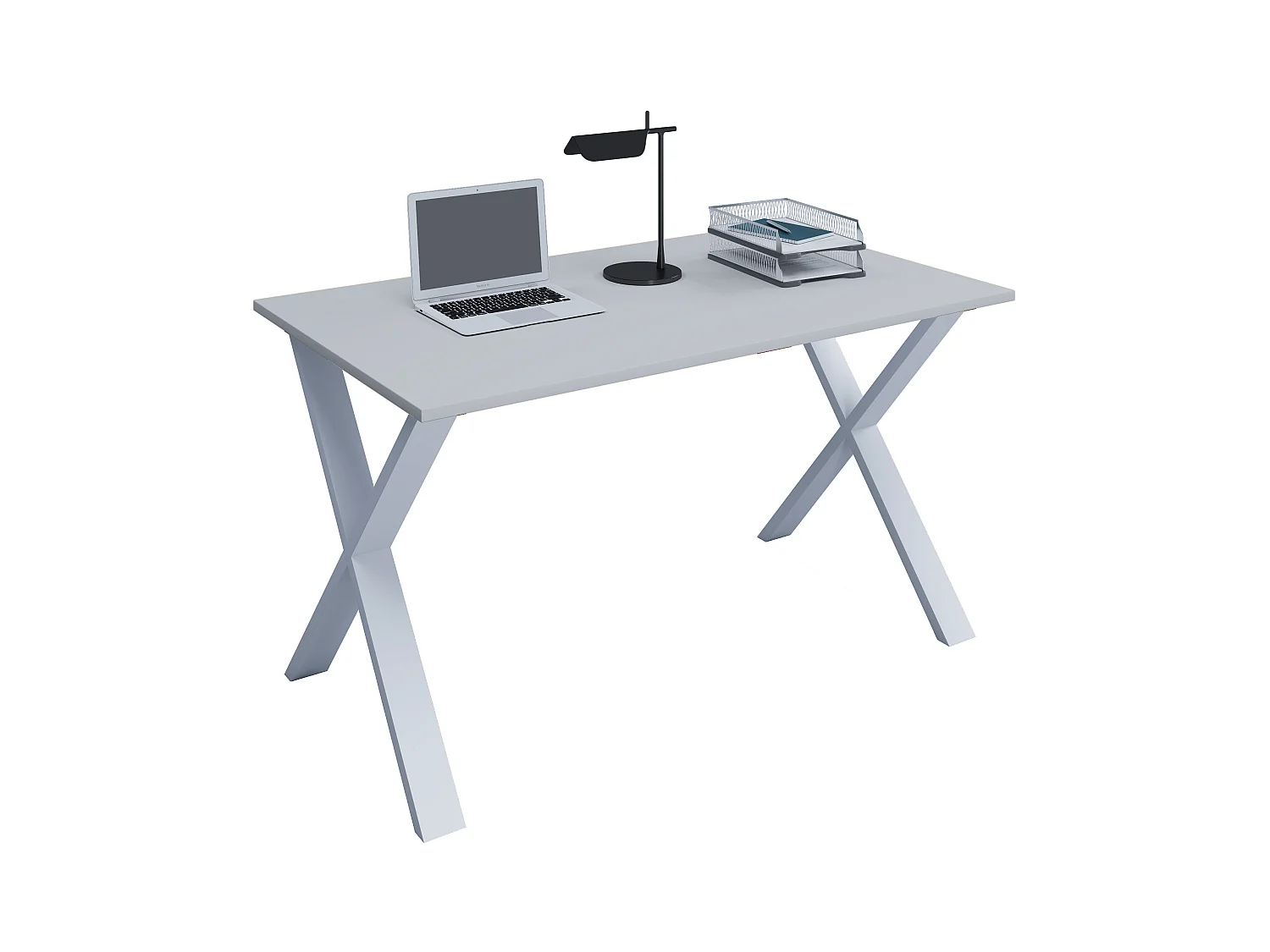 VCM Bureau en bois Table d'ordinateur Table de travail Meubles de bureau Lona X Blanc (Gris|50|80)