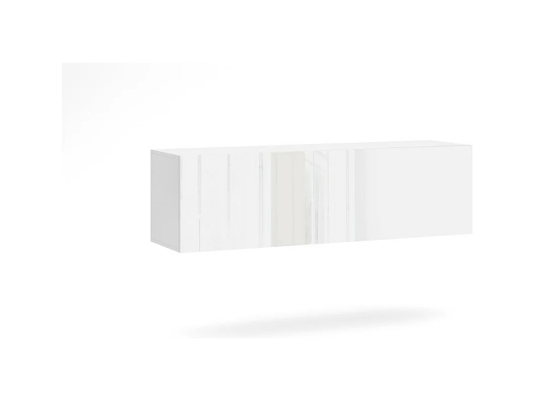 Meuble de rangement suspendu 140cm collection NEVER blanc brillant