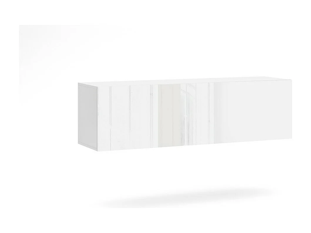 Meuble de rangement suspendu 140cm collection NEVER blanc brillant