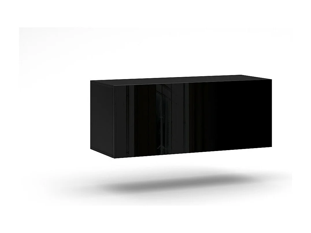 Petit meuble de rangement suspendu NEVER noir brillant 100cm