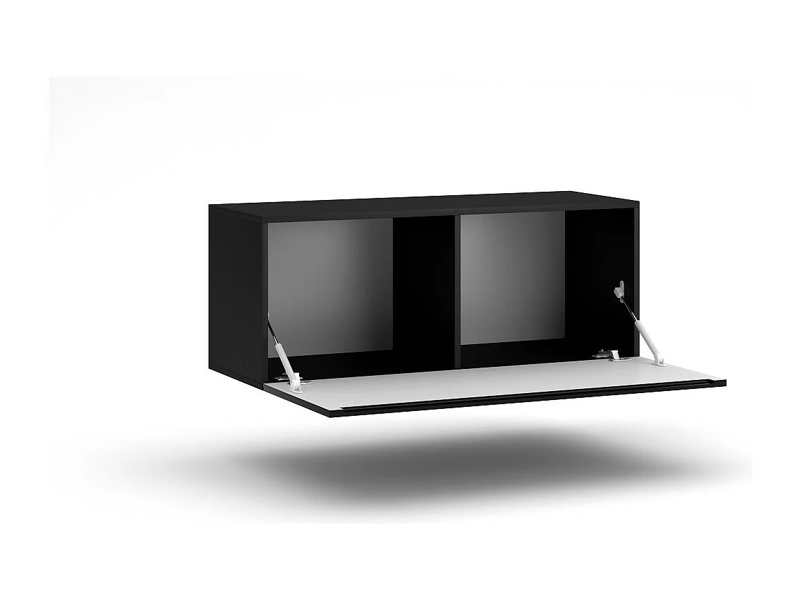 Petit meuble de rangement suspendu NEVER noir brillant 100cm