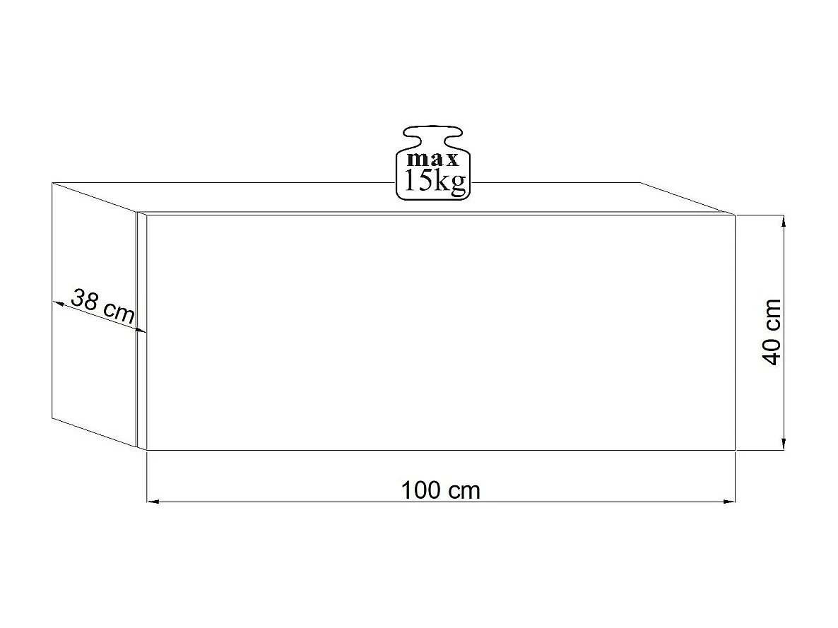 Petit meuble de rangement suspendu NEVER noir brillant 100cm