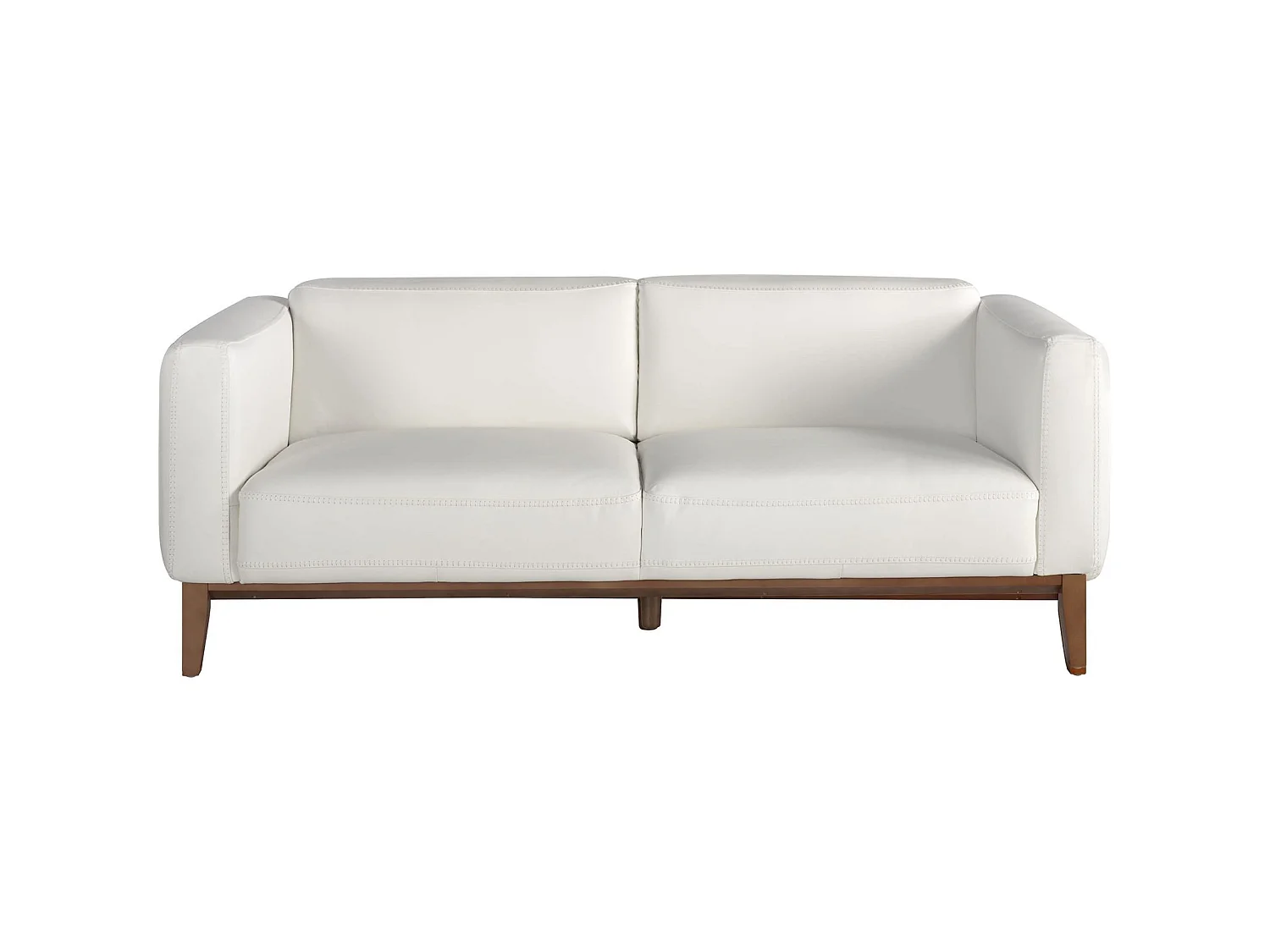 Canapé 3 places recouvert de cuir vachette structure bois massif pieds et insert noyer