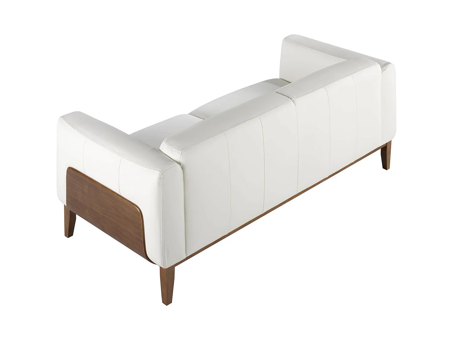 Canapé 3 places recouvert de cuir vachette structure bois massif pieds et insert noyer