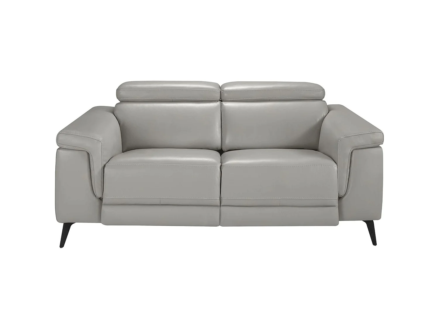 Canapé 2 places cuir vachette appuis-tête articulés mécanismes électriques pieds acier massif