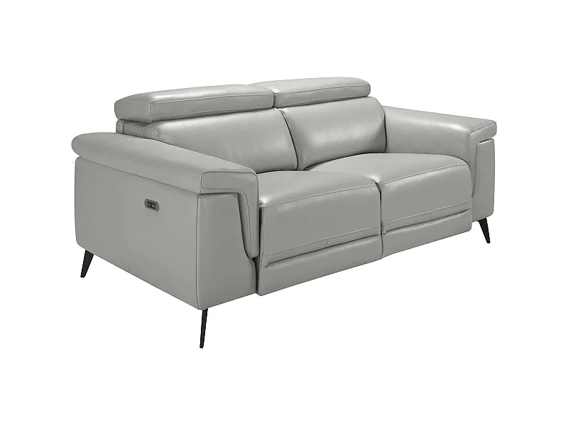 Canapé 2 places cuir vachette appuis-tête articulés mécanismes électriques pieds acier massif