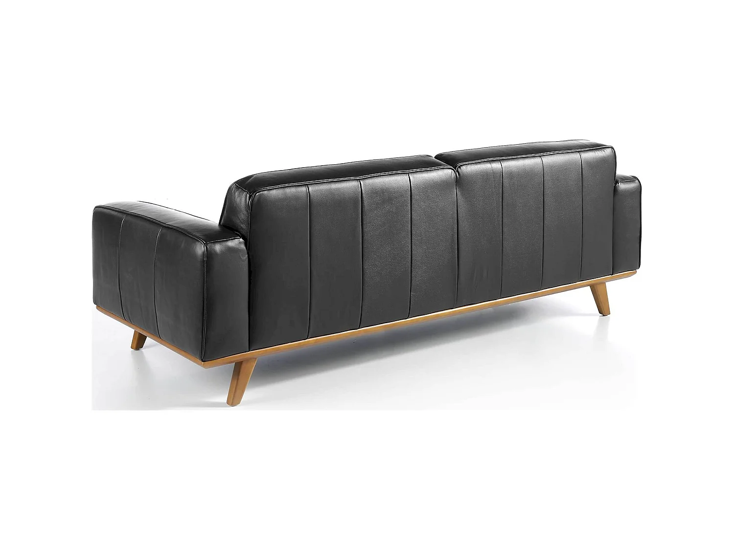 Canapé 3 places en cuir pieds bois massif de frêne