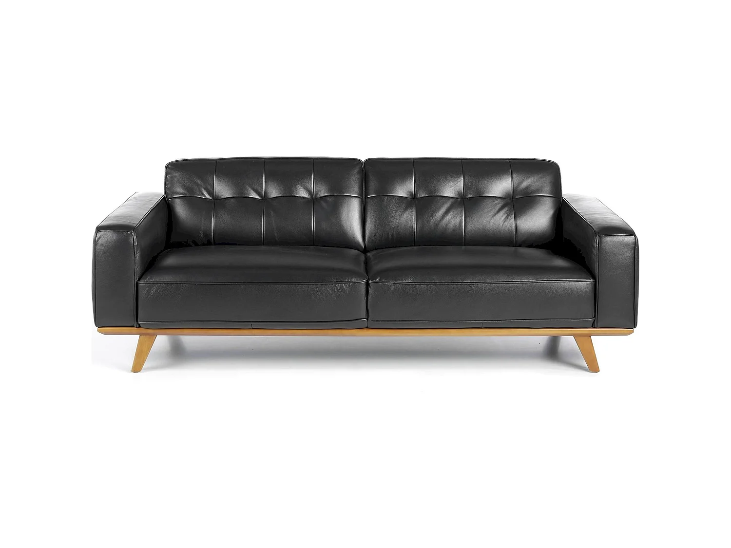 Canapé 3 places en cuir pieds bois massif de frêne