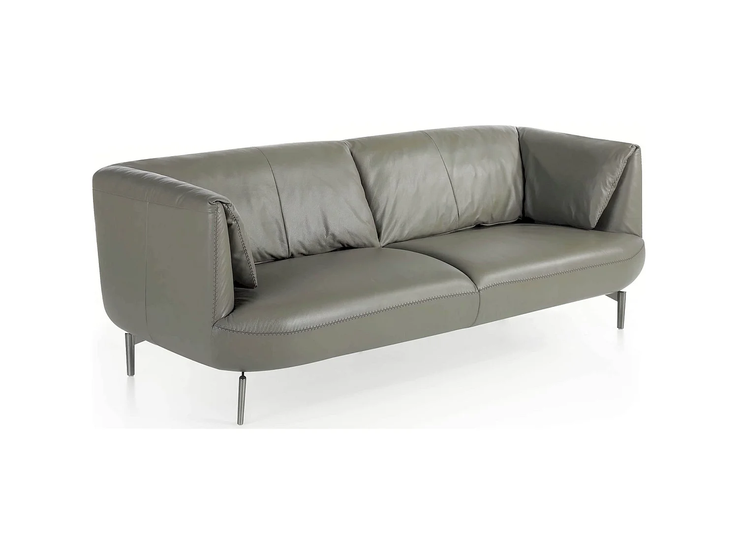 Canapé 3 places en cuir avec pieds acier poli