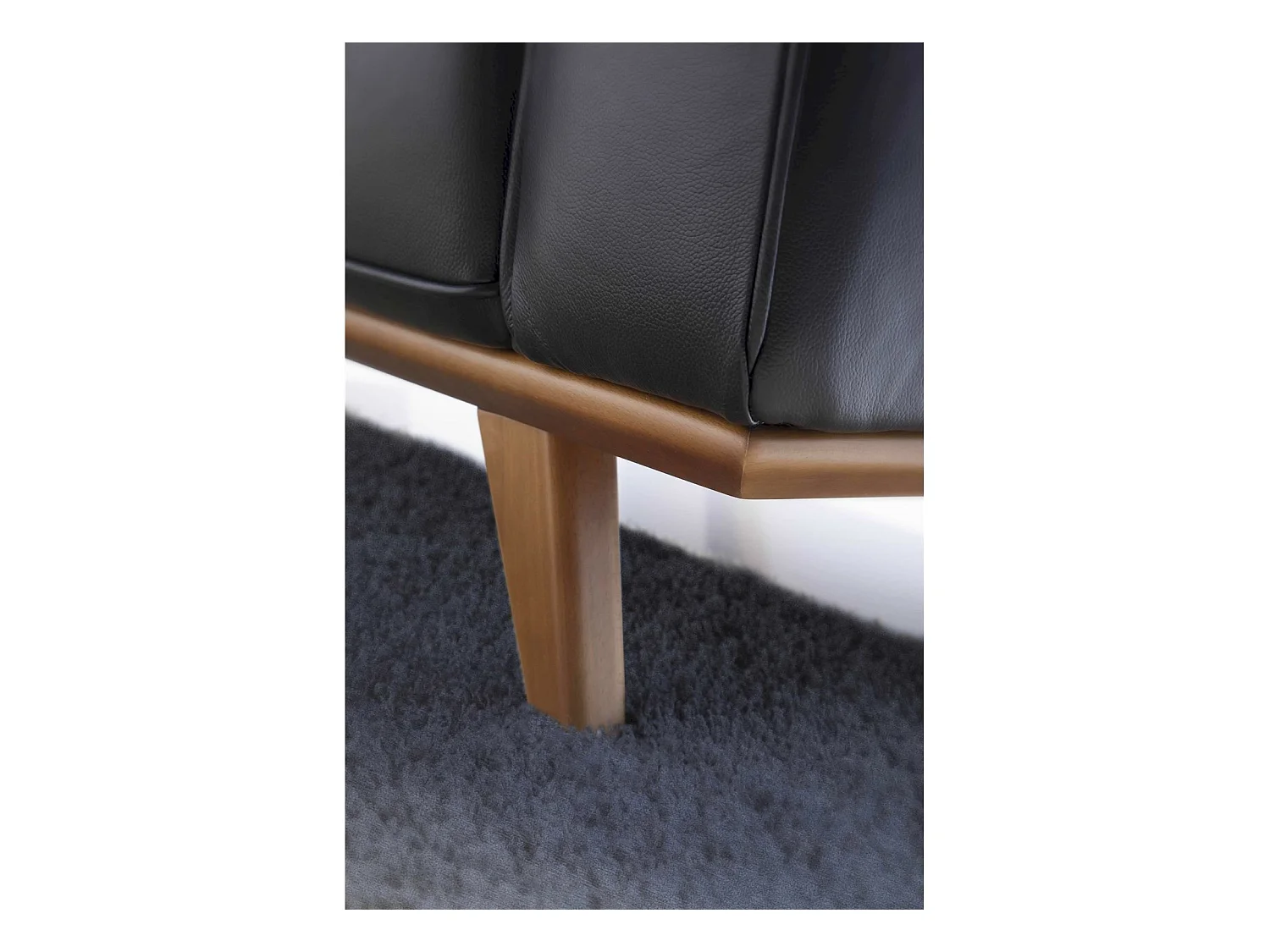 Canapé 2 places cuir pieds bois massif de frêne