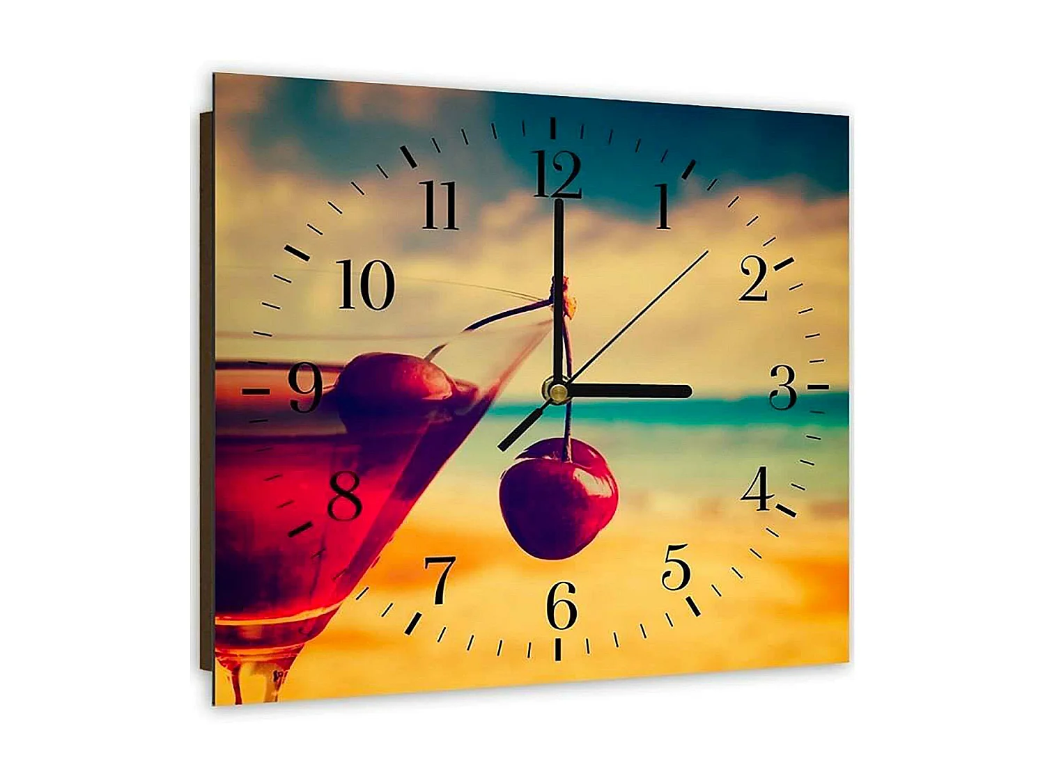 Horloge Cocktail Cerise pour Décoration Intérieure Tendance - 30 x 30 cm