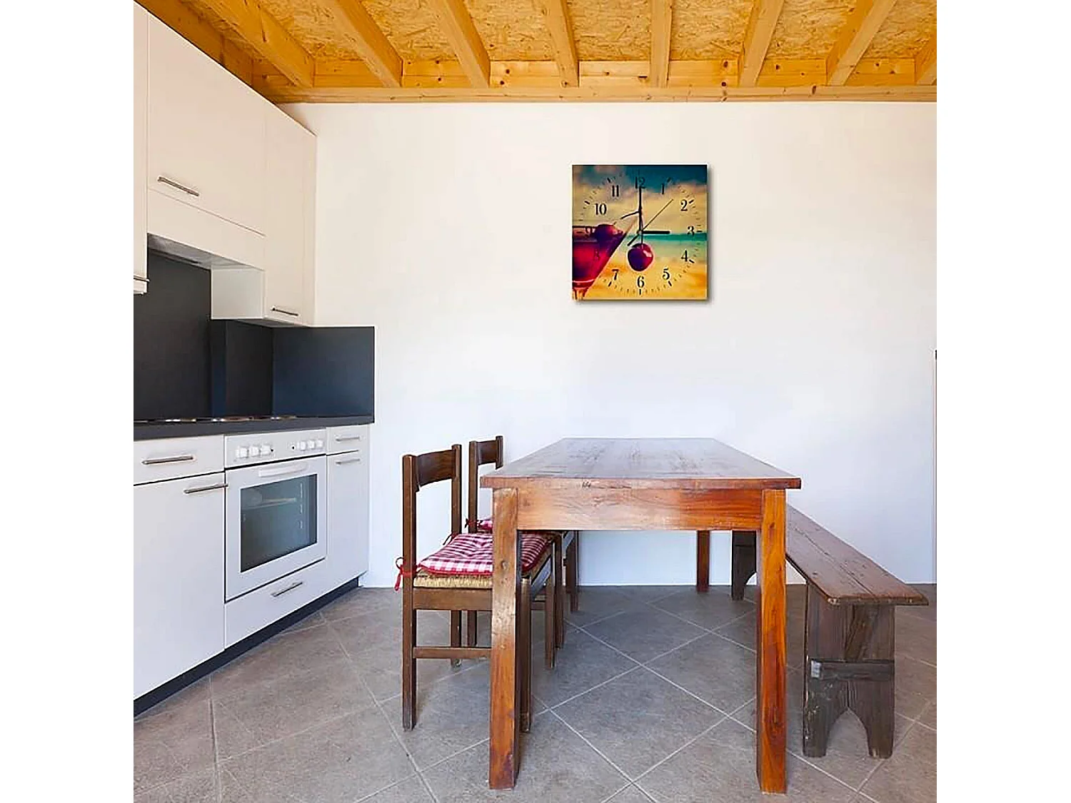 Horloge Cocktail Cerise pour Décoration Intérieure Tendance - 30 x 30 cm