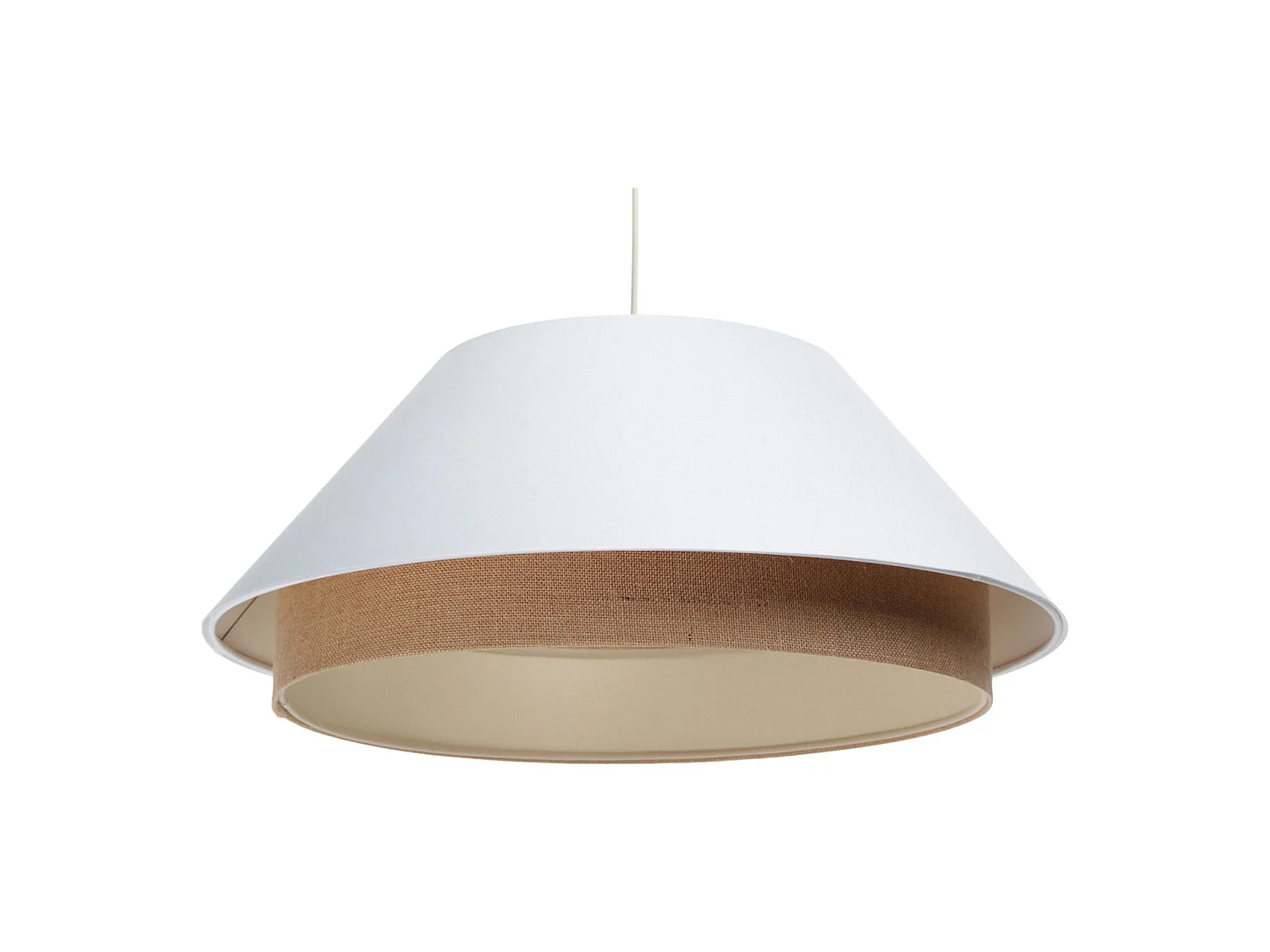 Suspension Extérieur en tissu satin blanc, intérieur chanvre crème
