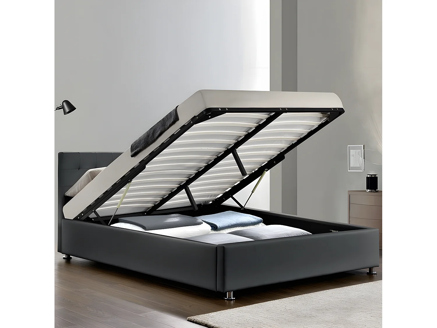 Lit Complet Capitole + Matelas Romance 160 Gris