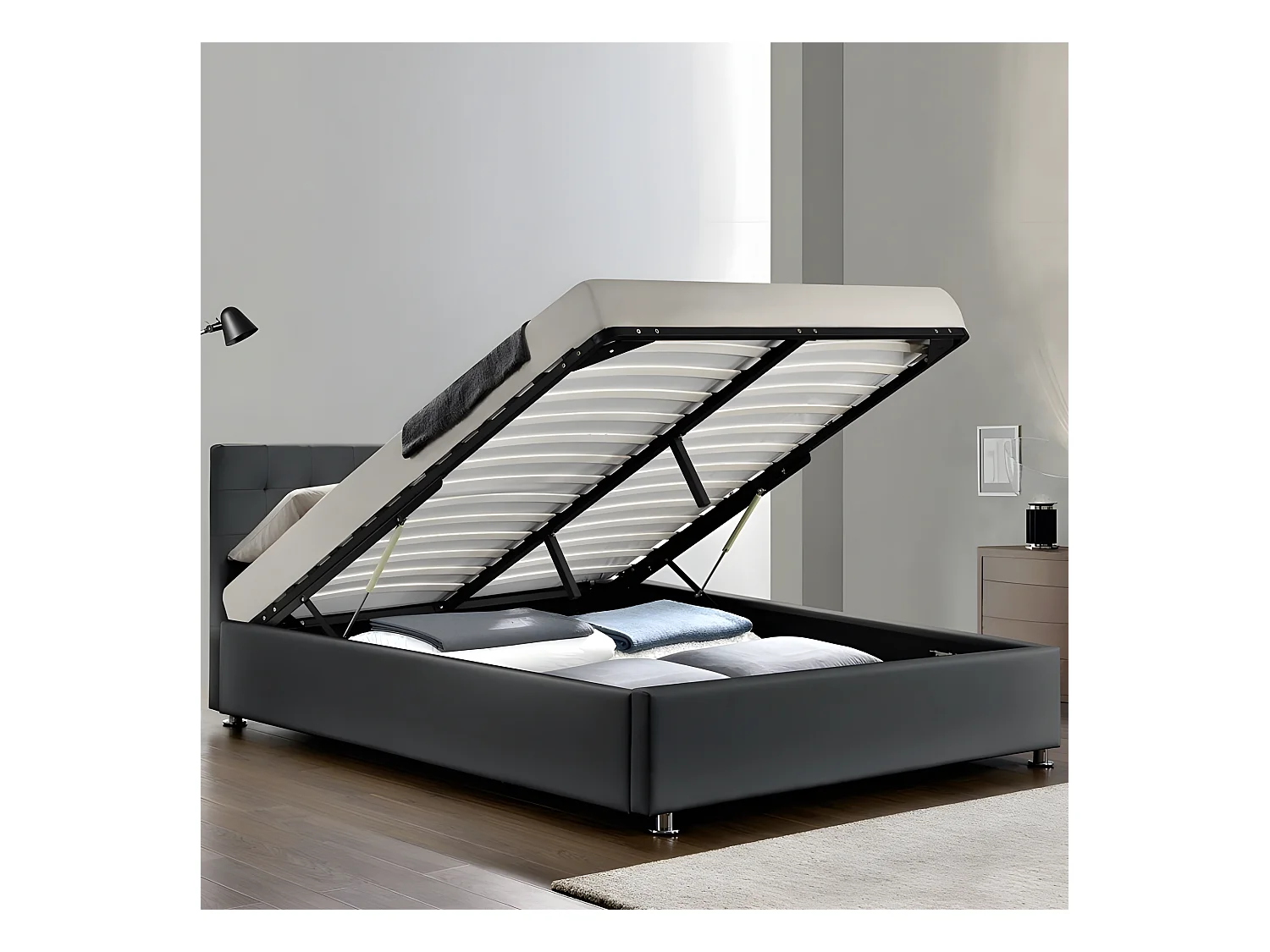 Lit Complet Capitole + Matelas Romance 160 Gris