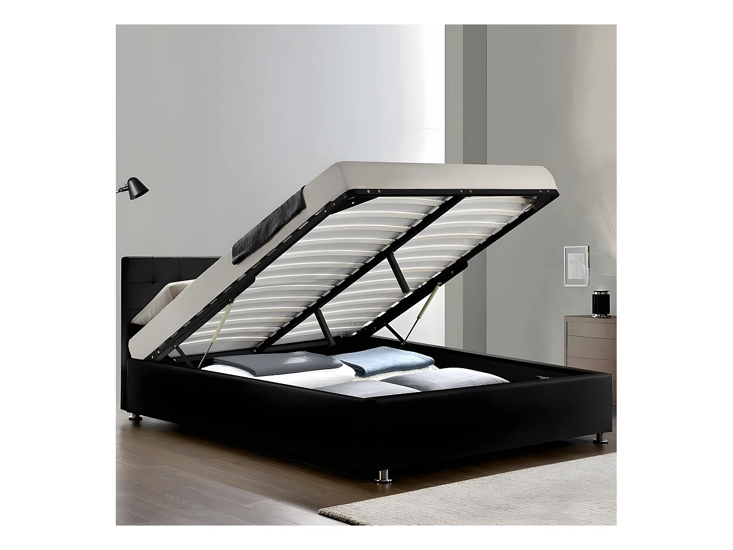 Lit Complet Capitole + Matelas Romance 160 Noir