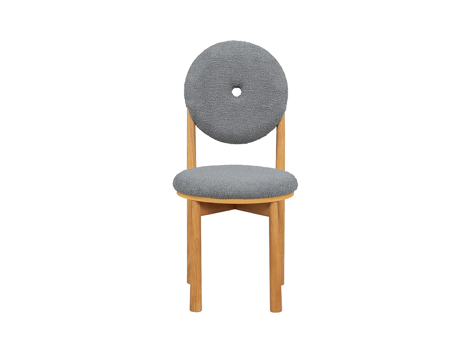 Lot de 4 chaises de salle à manger en tissu Sherpa - Pièds en bois d'hévéa - Style moderne - Gris
