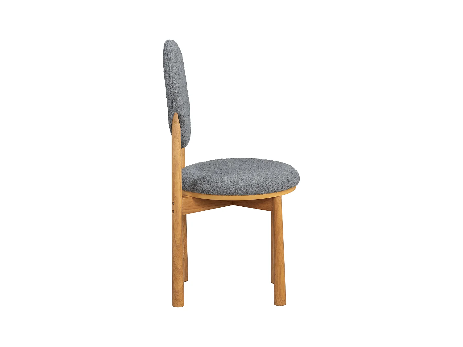 Lot de 4 chaises de salle à manger en tissu Sherpa - Pièds en bois d'hévéa - Style moderne - Gris