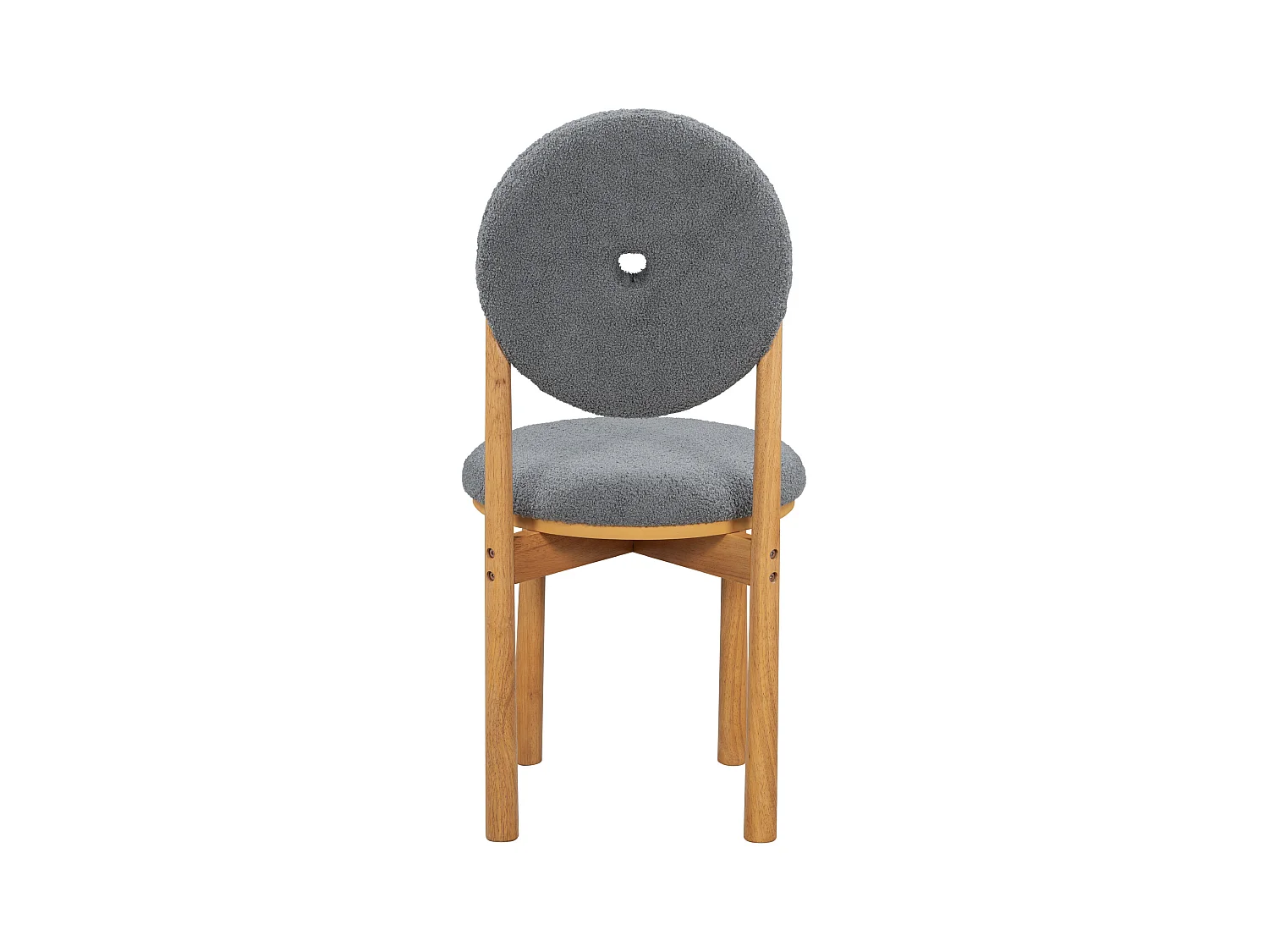 Lot de 4 chaises de salle à manger en tissu Sherpa - Pièds en bois d'hévéa - Style moderne - Gris