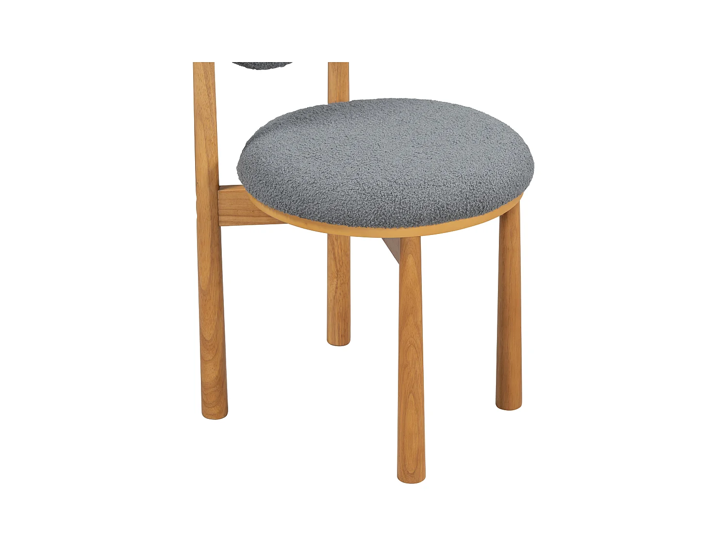 Lot de 4 chaises de salle à manger en tissu Sherpa - Pièds en bois d'hévéa - Style moderne - Gris