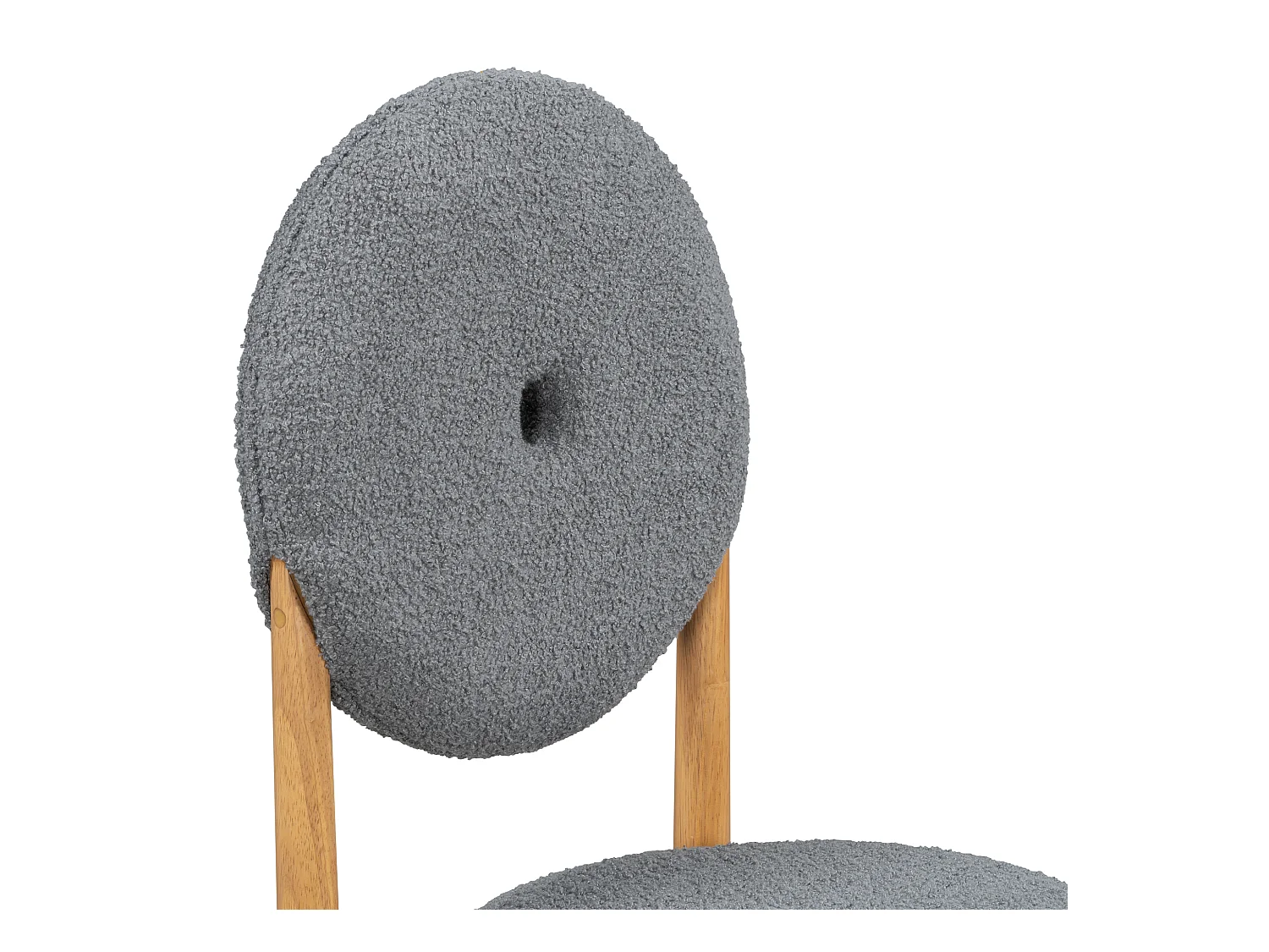 Lot de 4 chaises de salle à manger en tissu Sherpa - Pièds en bois d'hévéa - Style moderne - Gris