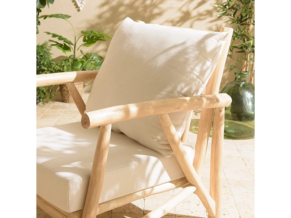 WILL - Ensemble avec canapé 2 p. 2 fauteuils et 1 table basse bois de teck