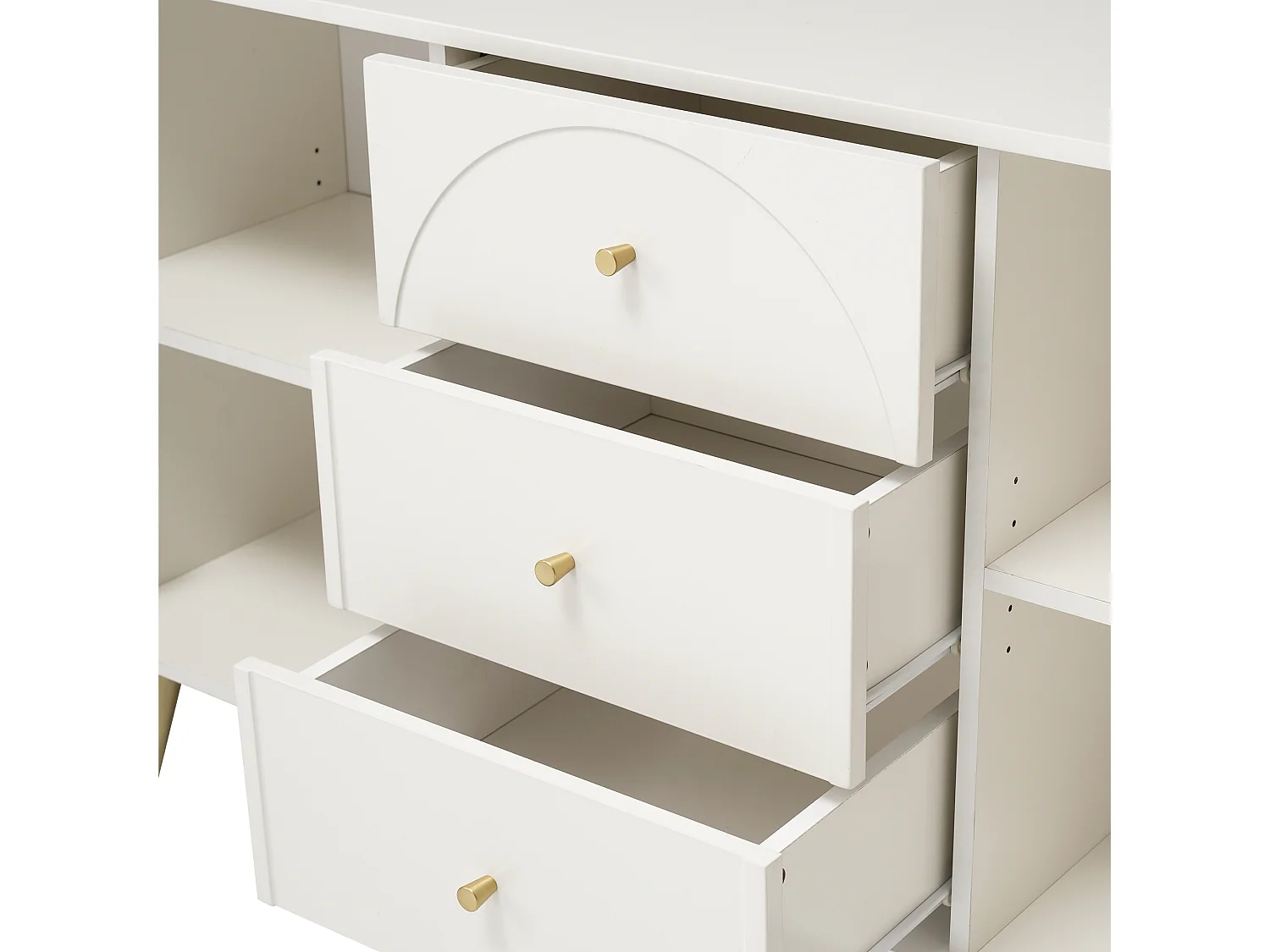 Commode avec 2 portes et 3 tiroirs commode à porte avec tiroirs étagère réglable pour salon chambre blanc crème