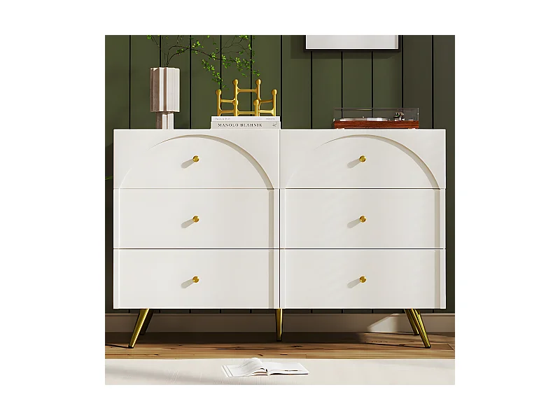 Commode à tiroirs avec 6 tiroirs buffet pour chambres et tous les salons blanc crème