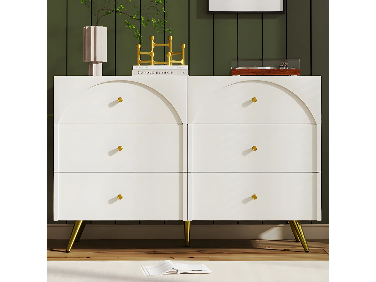 Commode à tiroirs avec 6 tiroirs buffet pour chambres et tous les salons blanc crème